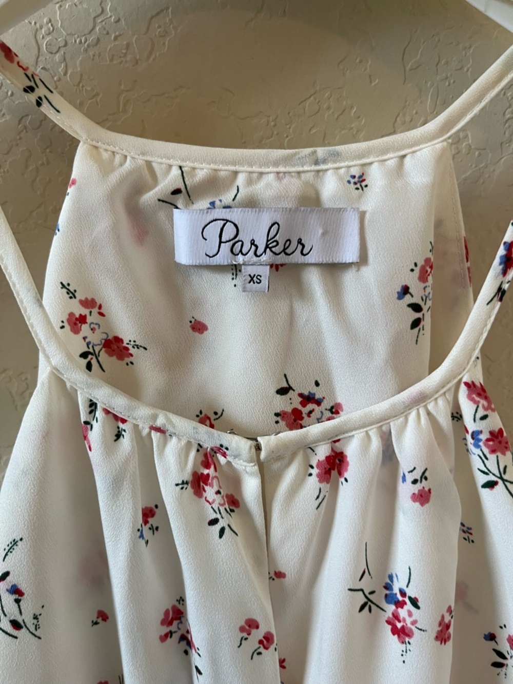 Parker Nathan Women’s White Floral Halter Mini Dress Blouson A-Line Size XS - Picture 5 of 9